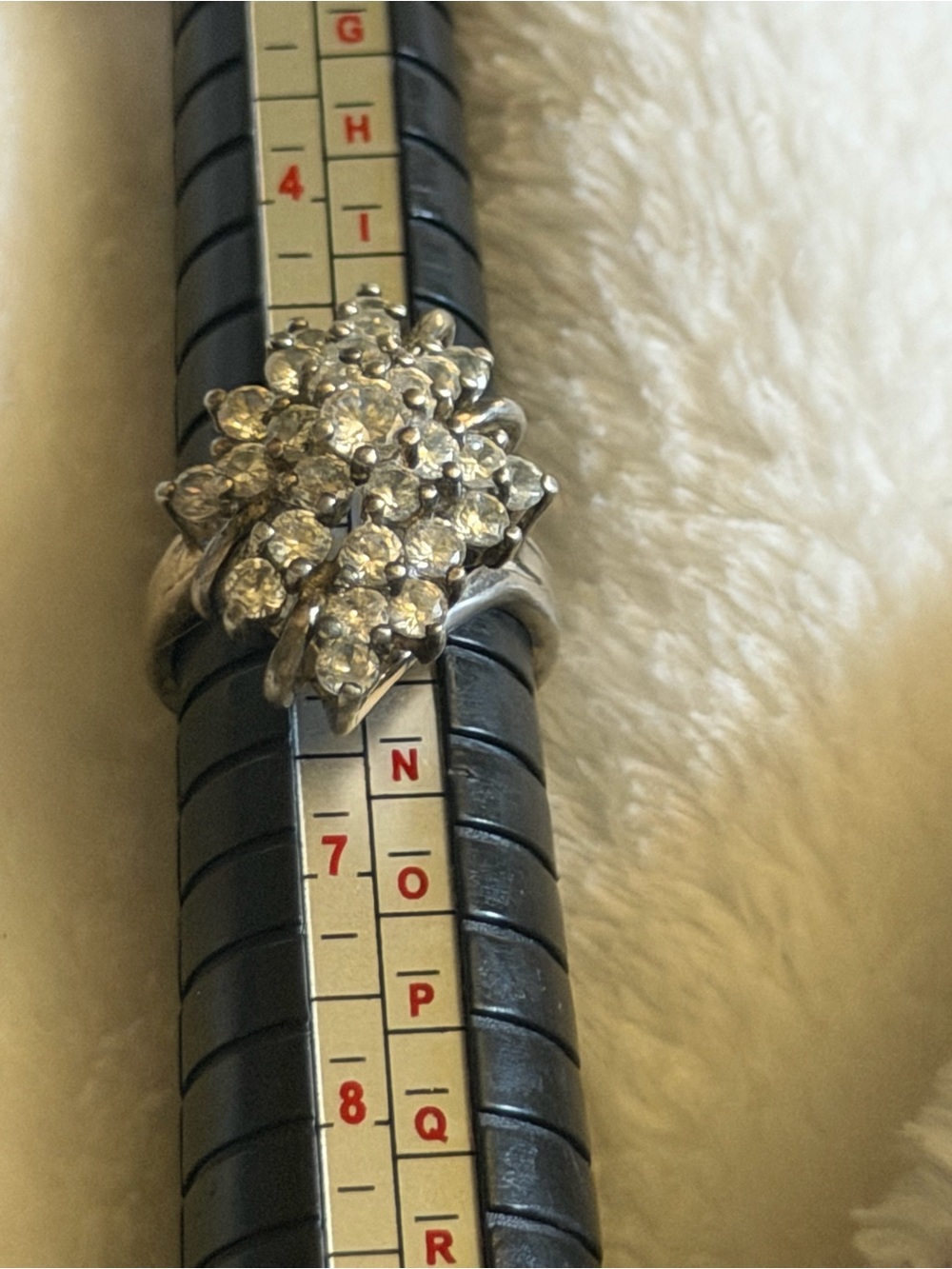 925 Sterling Silver Round CZ Starburst Setting Dinner Ring Size 6 #421